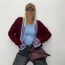 cardigan con bordo a righe contrast